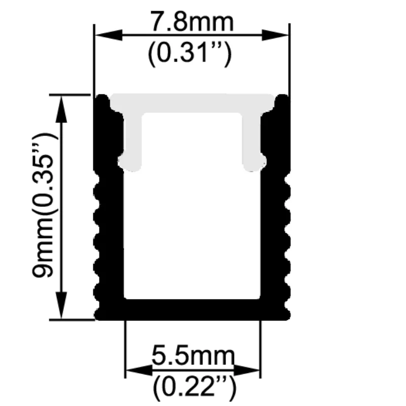 
8mm width surface mount Super Slim cabinet shelf Led aluminum extrusion profiles 