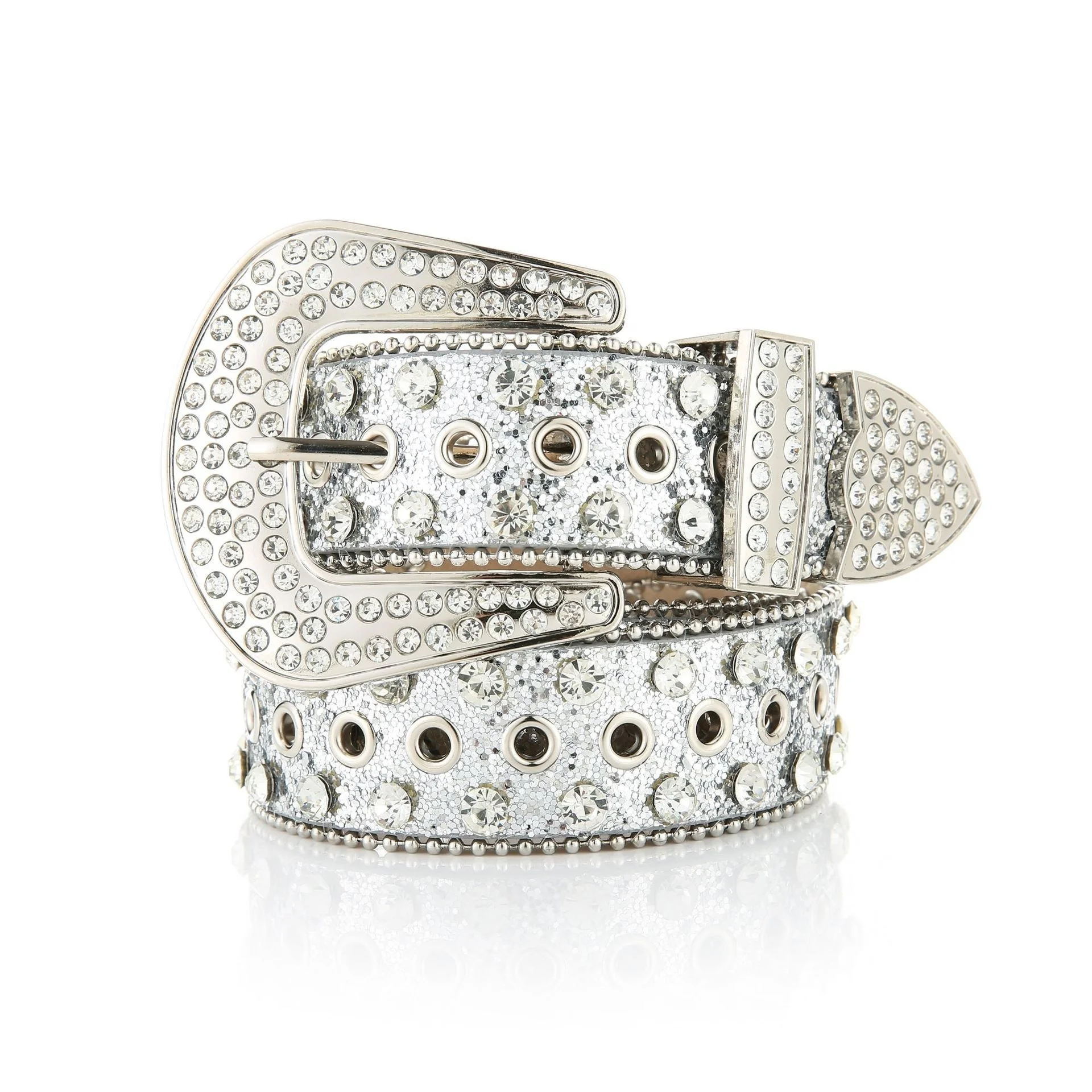 Western BB Diamond Rhinestone Belt Men Women Cowboy Crystal Studded Leather Jean Belt Diamond belt factory wholesale cheap