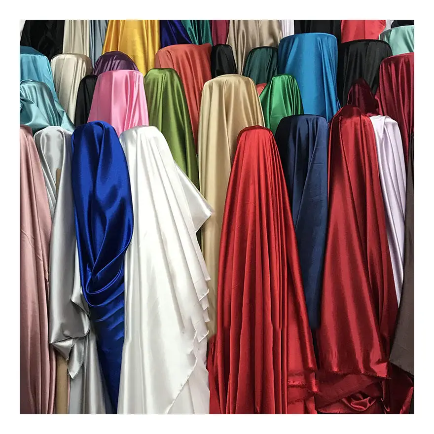 silk satin fabrics for clothing dresses lining fabric textile raw material manufacturer 100 Polyester stretch fabric satin