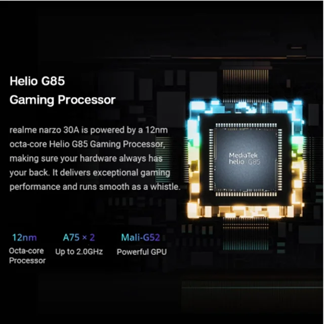 
realme Narzo 30A Global Version Smartphone 4GB 64GB Helio G85 6.5 Inch Fullscreen 13MP AI Dual Camera 6000mAh 18W Quick Charge 