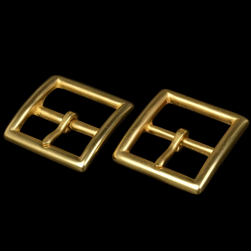 Carosung Wholesale Custom Solid Brass Single Prong Square Belt Buckle 40mm Copper Center Bar Pin Buckles