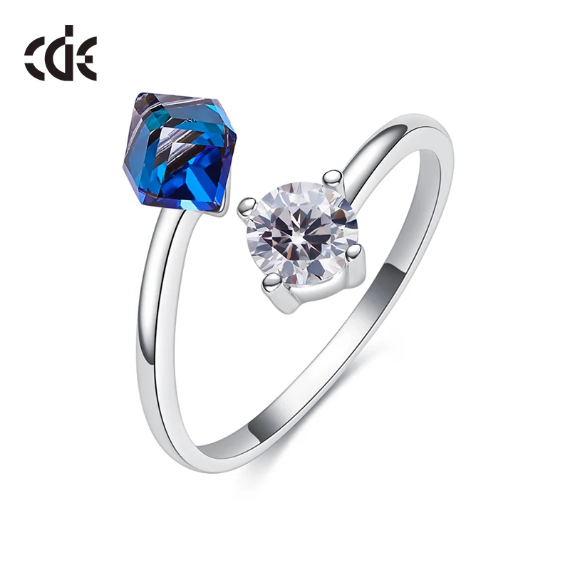 CDE YR0712-S Trendy Jewelry 2023 Unique 925 Sterling Silver Ring For Women Joyas De Plata Multi-Color Cube Rings Pink Girls Gift
