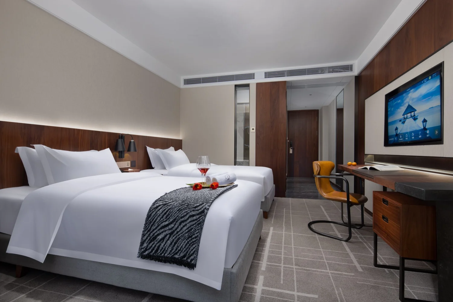 Hotel Room Furniture Custom Commercial Modern Hotel Bedroom Set Solid Wood 3-5 star hotel furniture 5 star bedroom sets