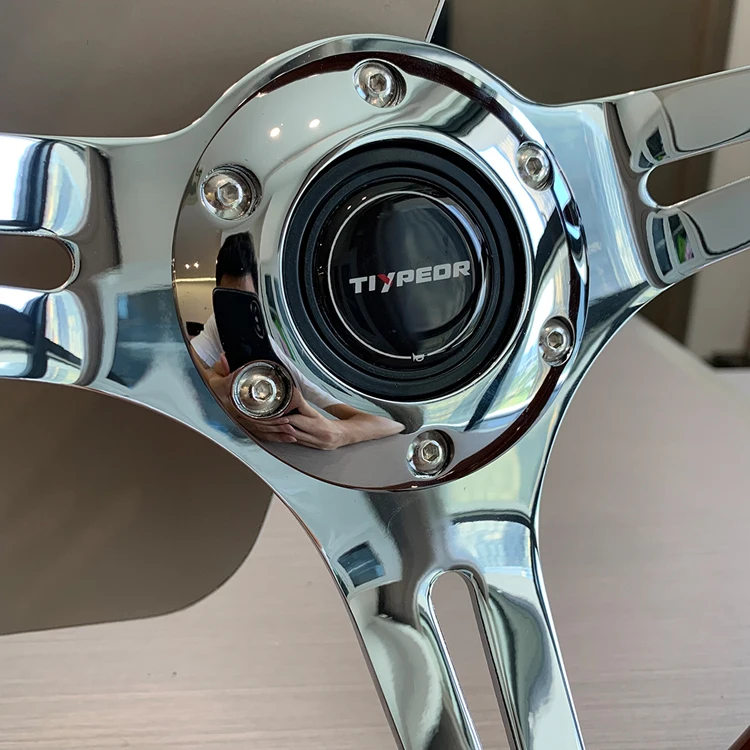 TIYPEOR 290mm 12 inch mini wooden go kart retro modified car steering wheel