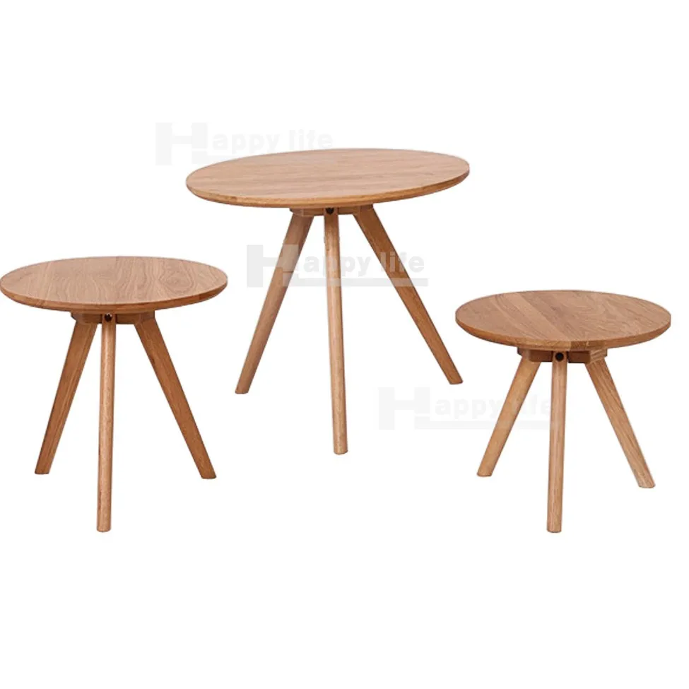 Latest alibaba white wood round coffee table set