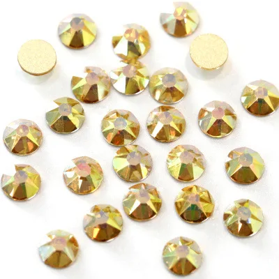 16 Facets Non Hot Fix Flat Back Crystal Rhinestone , Wholesale Round Glass Crystal AB Flat Back Rhinestone