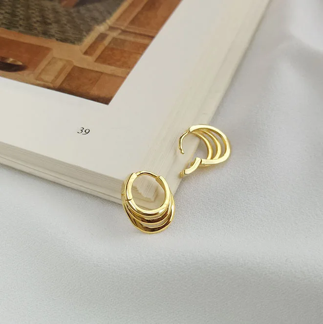 
18k Gold Plated Earrings 925 Sterling Silver Earrings Double Circle Earrings For Women 