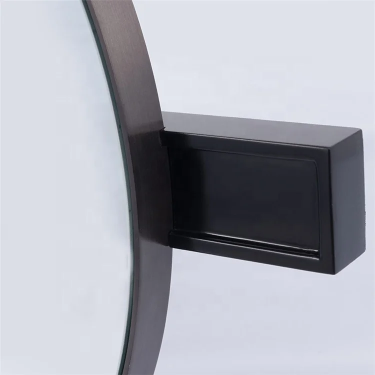 Hotel Bathroom Mirror Stainless steel frame mirror round design black movable mirror for decorative