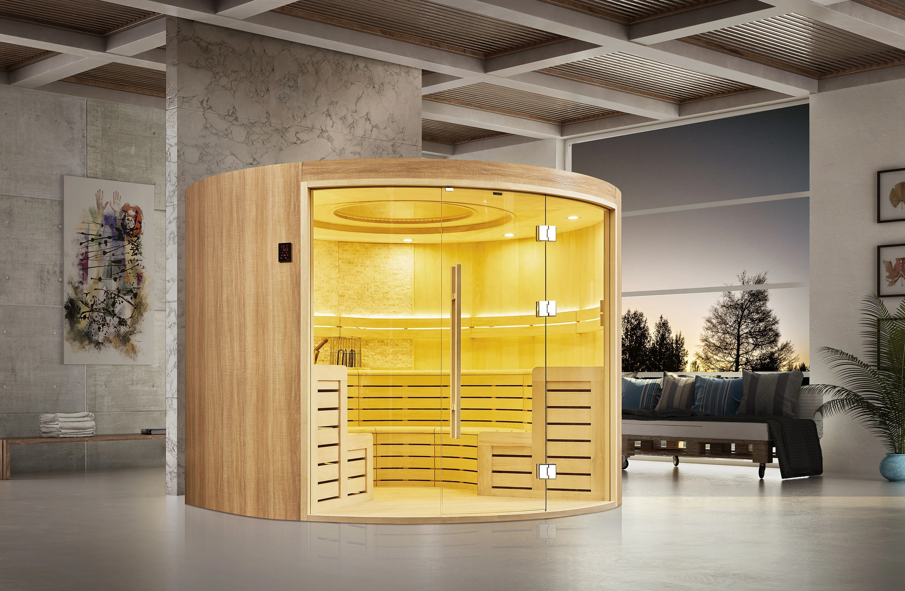 MEXDA customized hotel family indoor culture stone wood Sauna room WS-1708