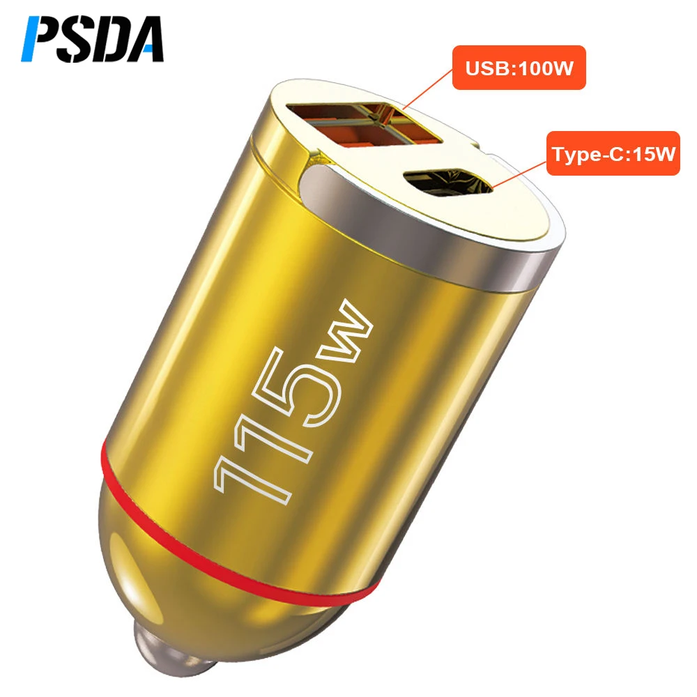 PSDA 115W Car Charger USB Type C Phone Charger PD QC3.0 For Phone  Honour 100W Huawei 66W Super Fast Charging Tablet