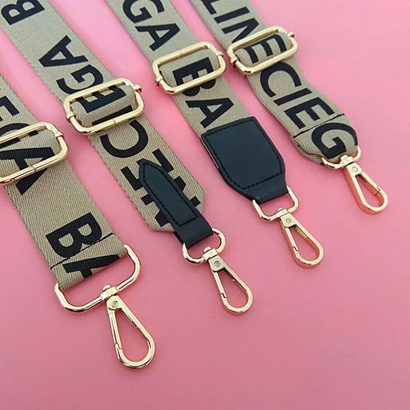 ZONESIN Letter Print Decoration Cotton Canvas Shoulder Straps For Bags