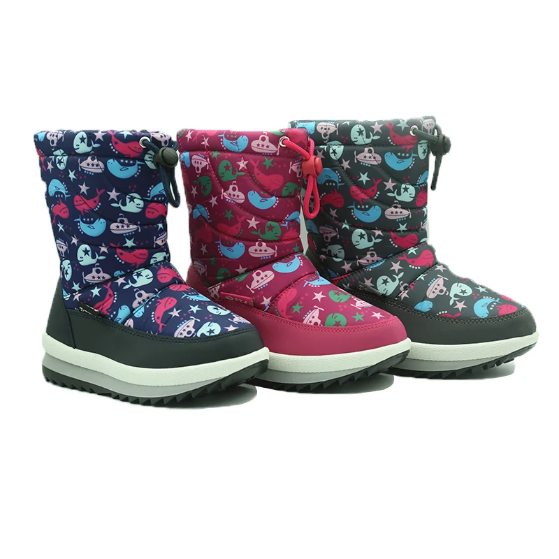 Fish boats pattern printing lovely children size beautiful outdoor snow boots