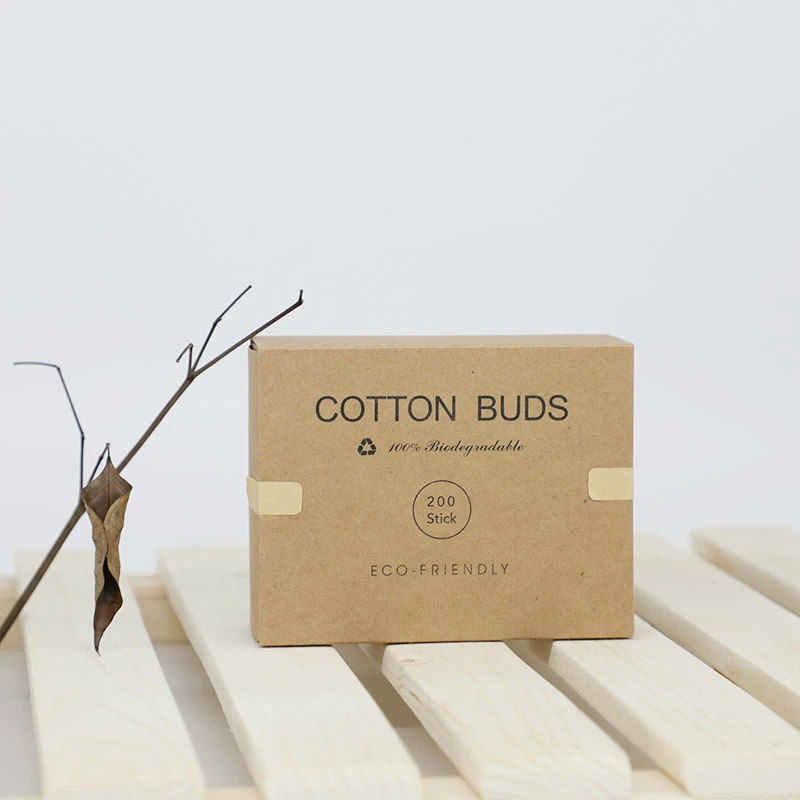 200pcs 100% Biodegradable Household Custom Private Label Bamboo Cotton Swab Double-End Clean Cotton Swab