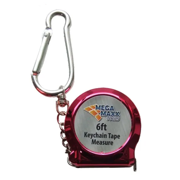 Custom Logo Retractable Steel Tape Measure Keychain with Carabiner