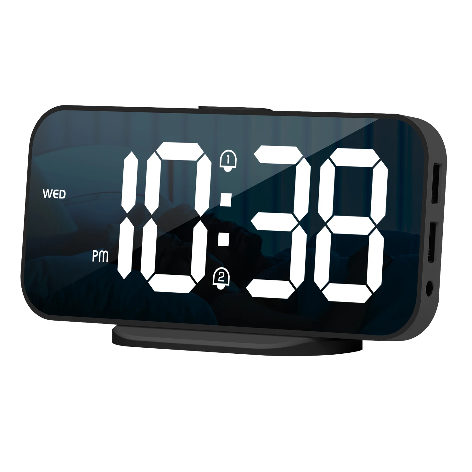 Digital Alarm Clock with 2 Alarms Snooze Desk Table Clock Night Mode USB Electronic LED Wall Clock