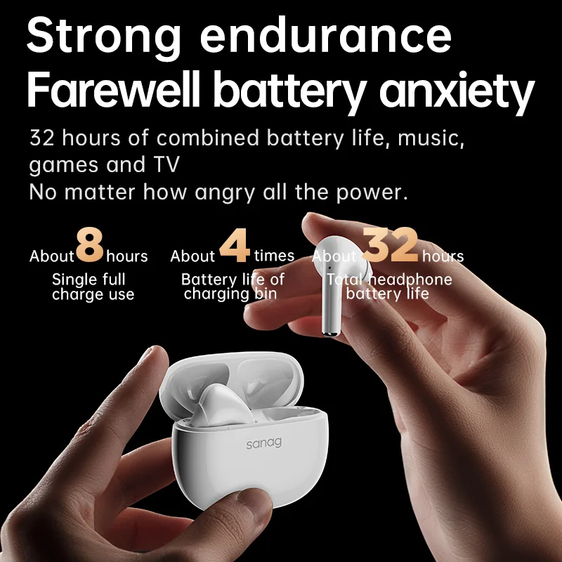 Sanag T30s Pro Stereo Waterproof Noise Cancelling Earphone Tws Headphone Bluetooth 5.1 Wireless Earbud