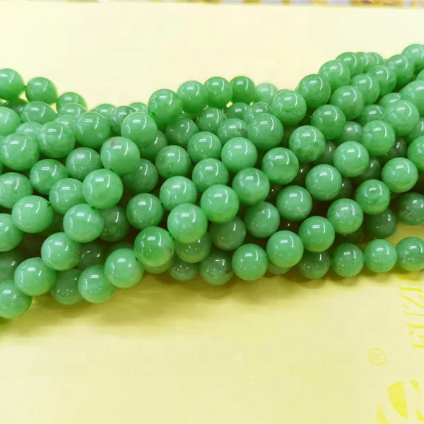 Wholesale A Grade Natural Smooth Gemstone Green Angelite Jade Stone Loose  Beads For Jewelry Making