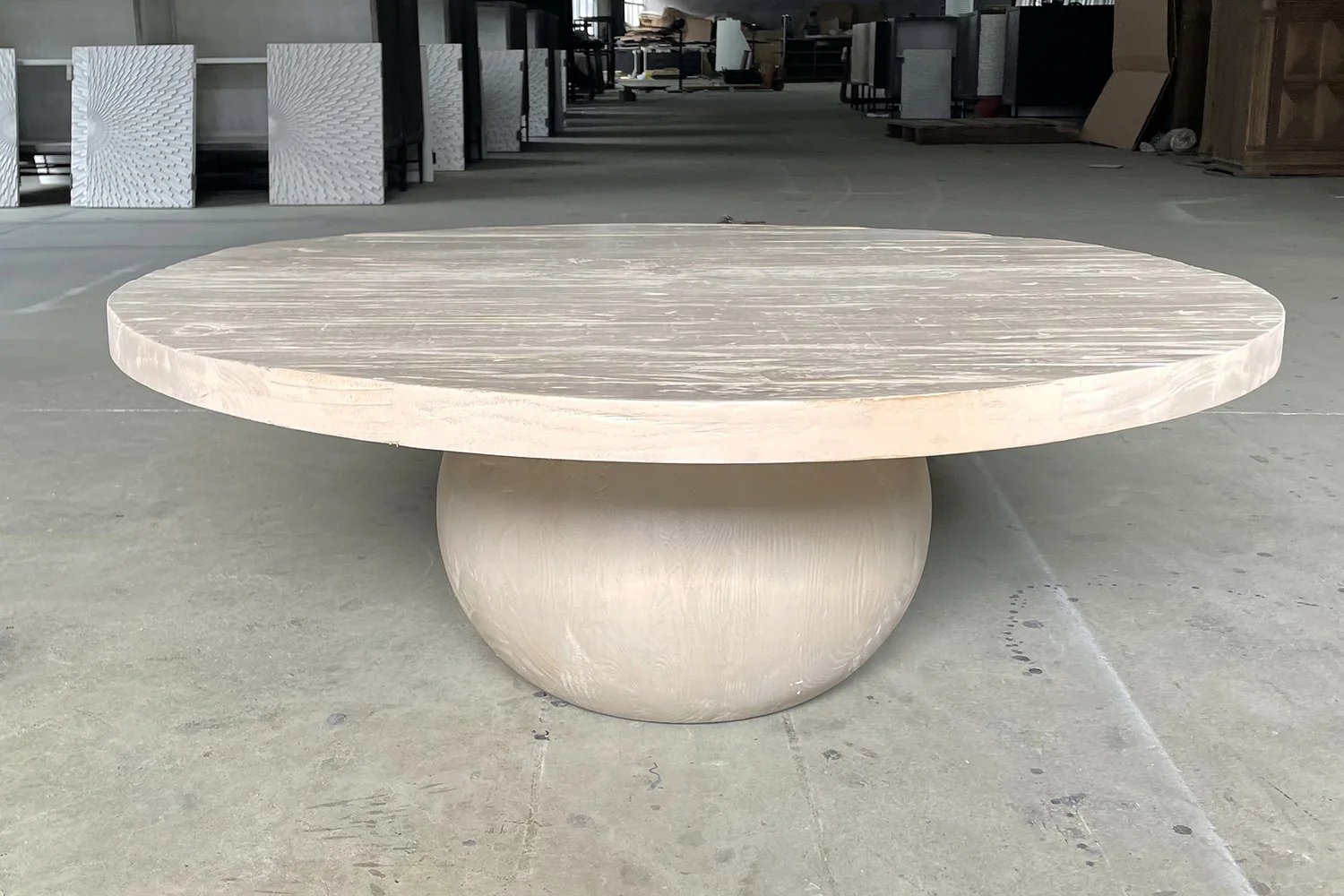 Simple design carved handmade tea table round reclaimed wooden coffee tables for home