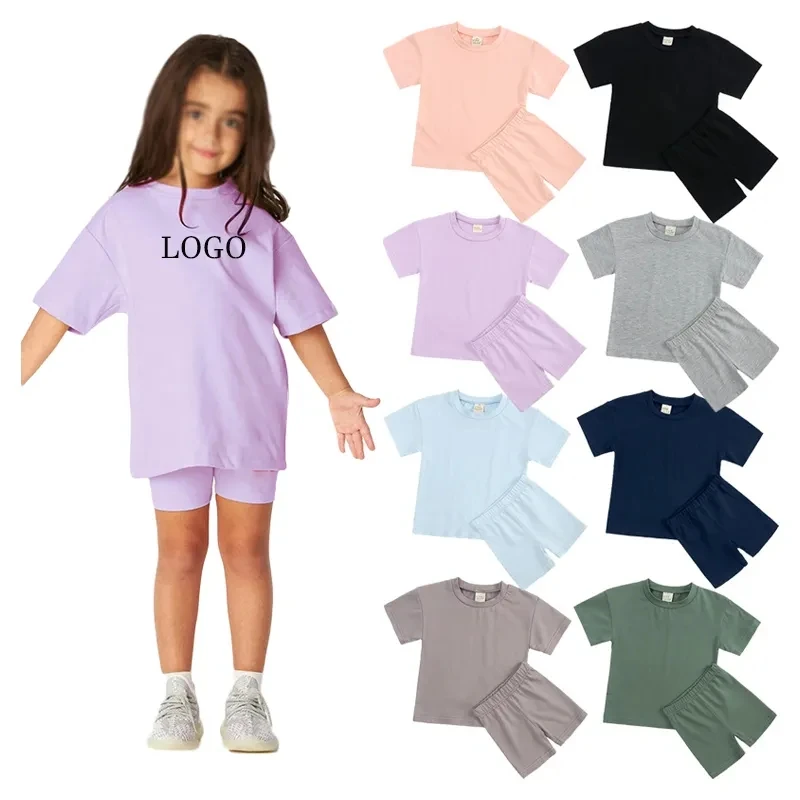 Mommy And Me Matching Outfits Summer Loose Casual T Shirt Shorts Mom & Daughter Two Piece Set Custom Logo