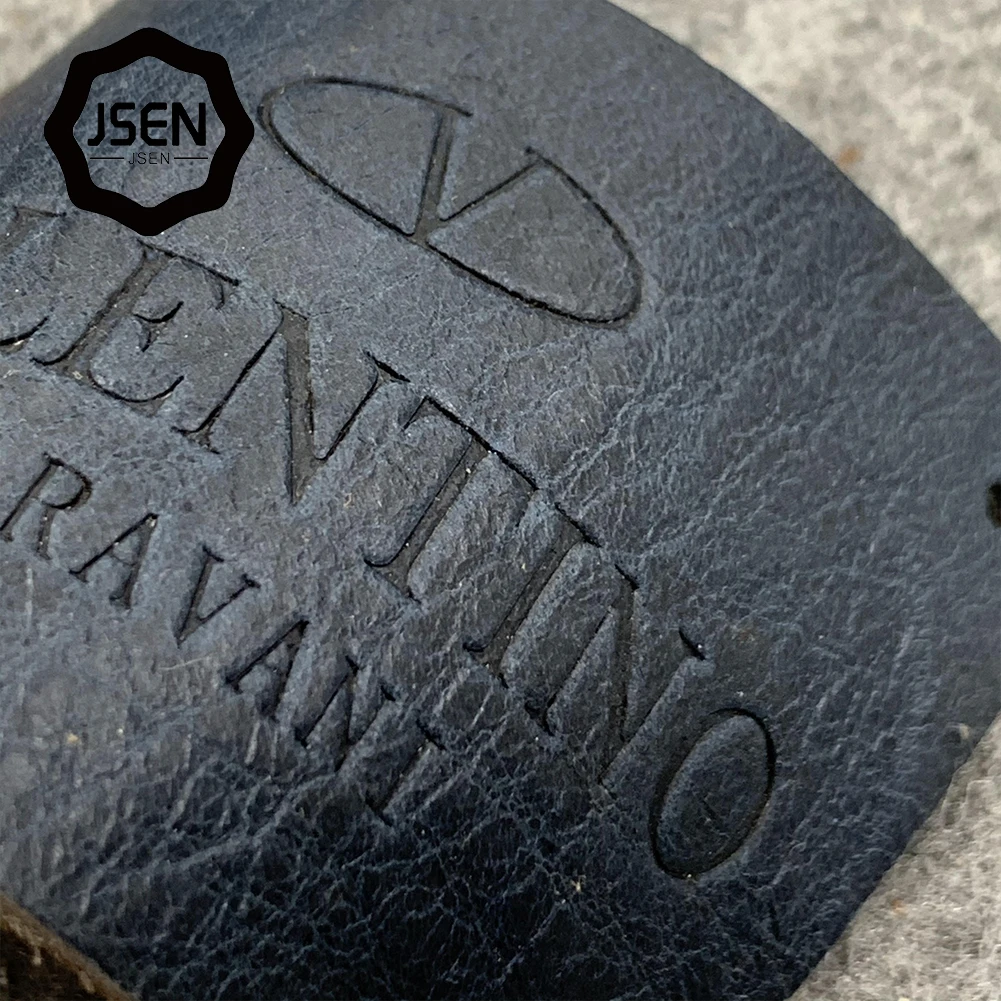 Custom debossed leather patch ,brand leather label tag for jeans clothing