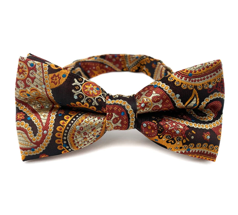 Hot Sales Luxury Paisley Bow tie Custom Jacquard Woven Polyester Lattice Bow ties For Men