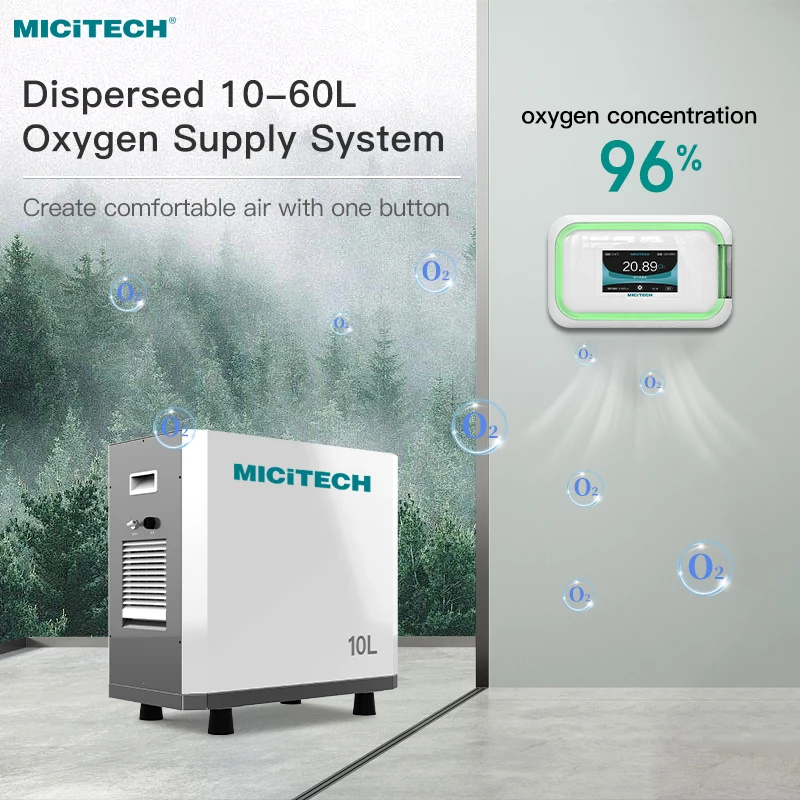 MICiTECH industry oxygen supply high purity continue mode oxygen generator 20l  for aquaculture