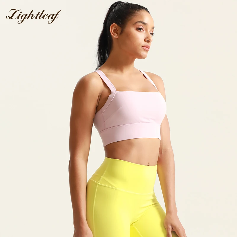 Lightleaf Yoga Clothing Brand Manufacturers Custom Logo Sports Bra New Fashion Pink Pattern Sports Bra And Leggings