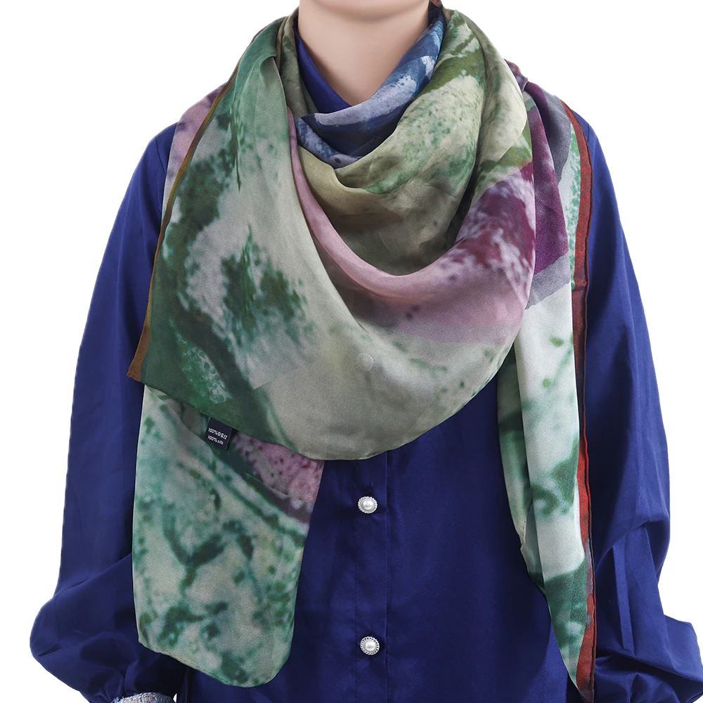 
 Модные шарфы из Турции, Шелковый Индивидуальный шарф с логотипом, шифоновая шаль, простой шарф с принтом Sciarpa  