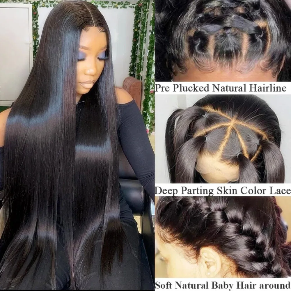 Wholesale Super Double Drawn Bone Straight Lace Frontal Wig Transparent Lace Human Hair Front Wig For Women 30 Inch Long Closure