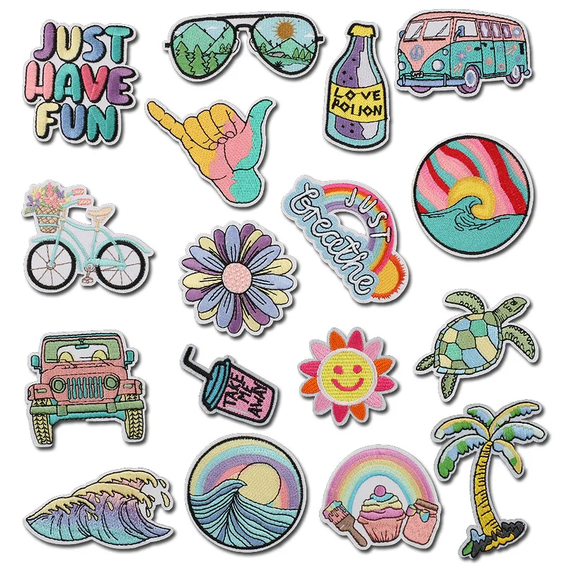 B-01 17Pcs/Set Fashion Iron on Embroidery Patches Creative Gifts Items Sew On Dollar Begging Applique for Bag