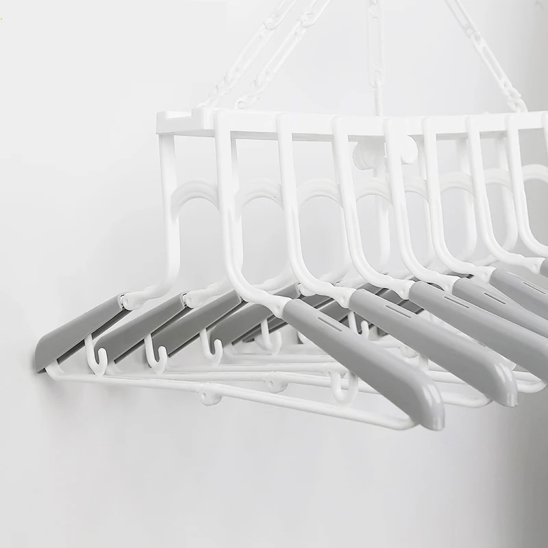 Hanser PC-12H Plastic Magic Folding Hanger High Quality Household Foldable Windproof Rotatable Clotheshorse Adjustable Hangers