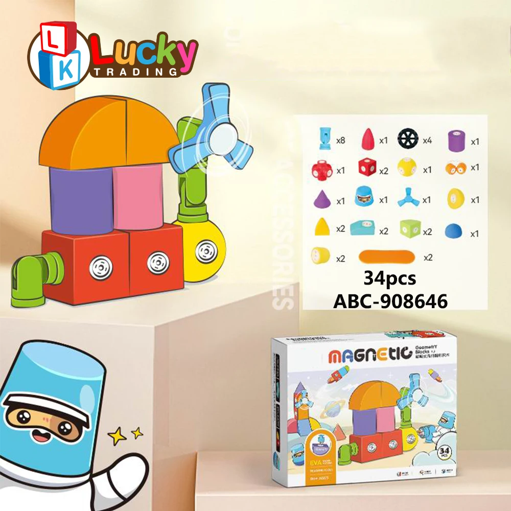 Magnetic Eva Foam Building Blocks Kids DIY Puzzle 3D Magnetic Bricks Toy Building Blocks Magnet Toy for Sale