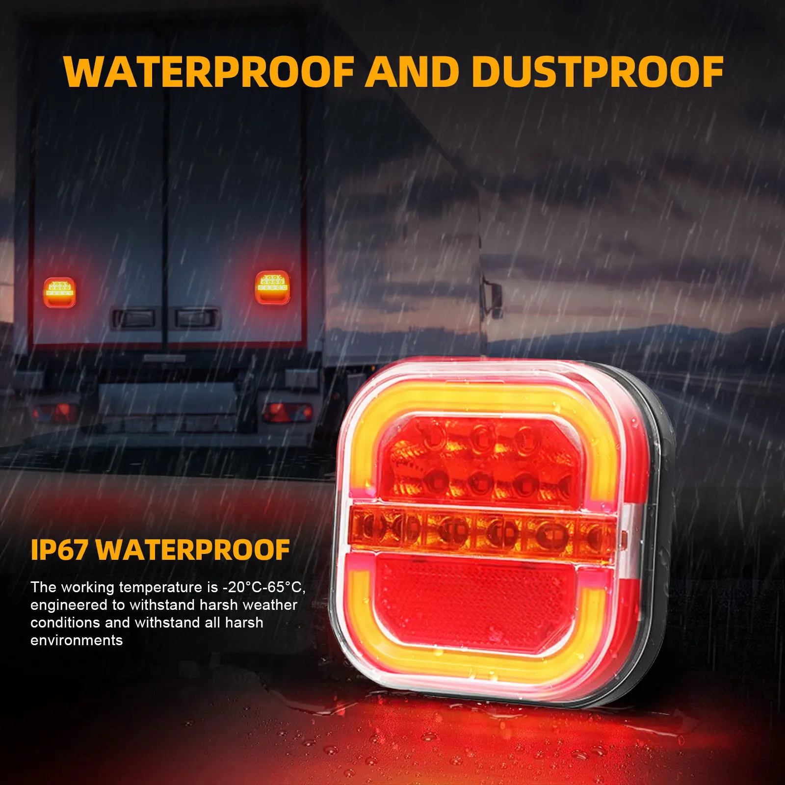 12V para camion side indicator marker grow combination with housing heavy reverse dynamic light truck magnetic led wireless tail