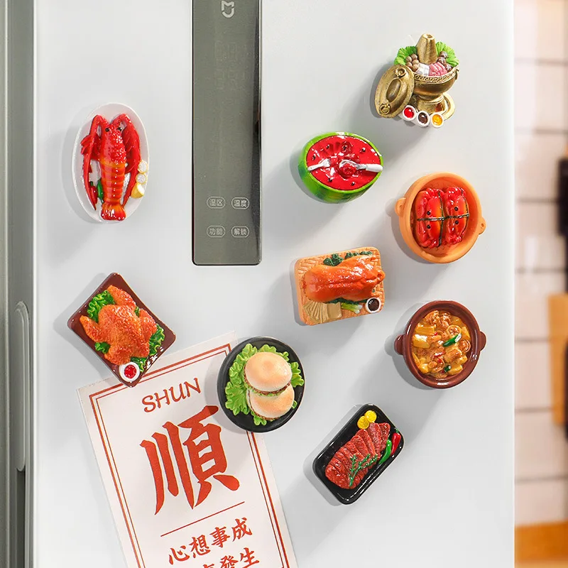 Simulation creative special food Chinese food play refrigerator sticker snacks food finished 3D three-dimensional resin magnetic
