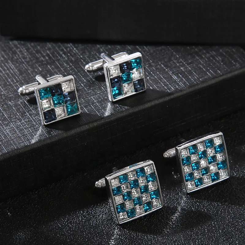 Wholesale cufflinks saudi arabia square colored diamond zircon cuff links 2023 hot selling reasonable price llb cufflinks