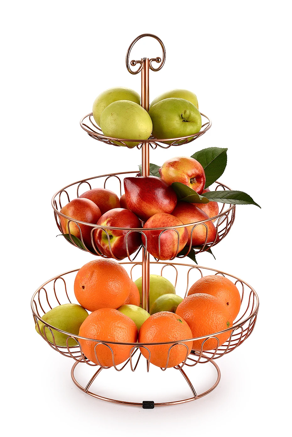 Fruit Basket 3 Tier Metal Foldable Storage Baskets Green Foldable Wire Net Hanging Basket Each Pc in a Gift Box,then 10pcs /ctn
