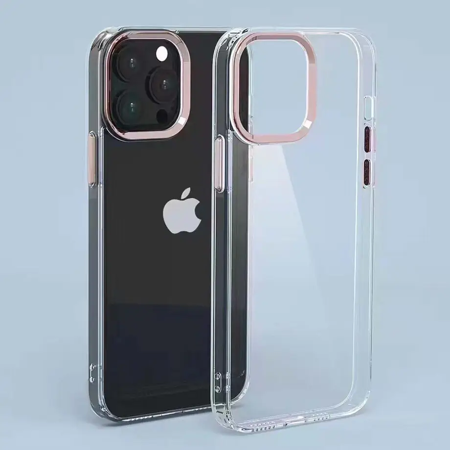 Aluminum Camera Series Phone Case Compatible For iPhone 13 Luxury Phone Case With Metallic Buttons TPU PC Transparent Back Cover