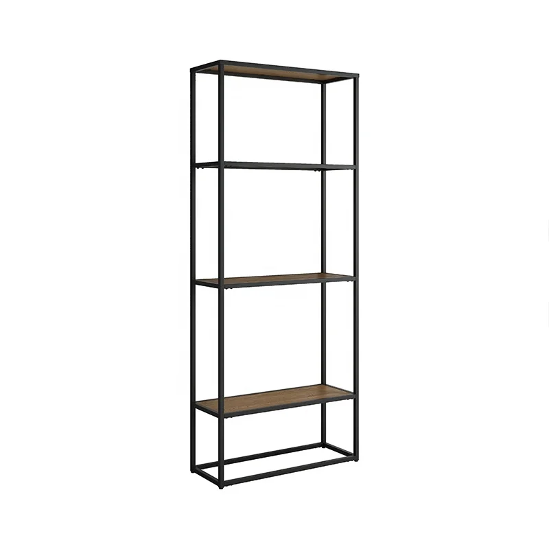 Tube Bookshelf Bookcase For Home Office Metal Frame Glass Shelf Multiple Display Shelves Rack Steel