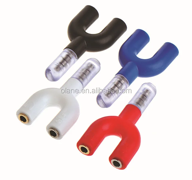 U-образный 3,5 мм штекер для двух гнездовых аудиоадаптеров Разветвитель для наушников