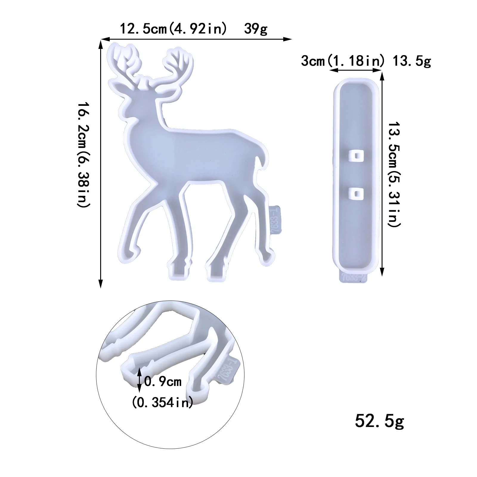 7633 Christmas moose Elk Deer Antlers Silicone Resin Molds DIY Christmas crystal epoxy mold for decoration
