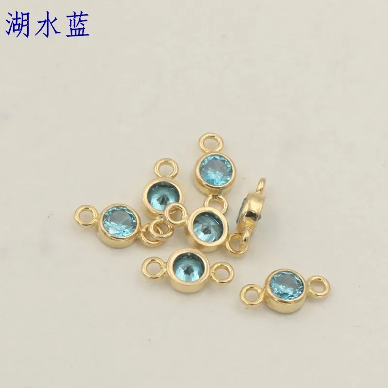 Gold Filled Connectors with Zircon Vintage Round Connectors for Jewelry