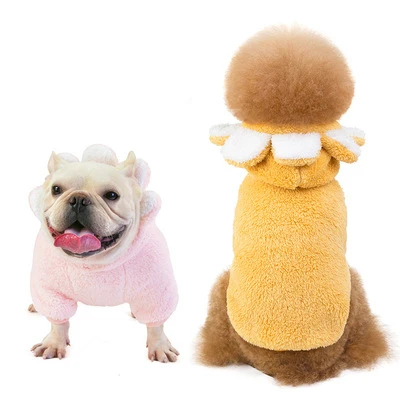 Comfortable and Warm French Bulldog Clothes Cute and Colorful Sunflower Fleece Dog Clothes