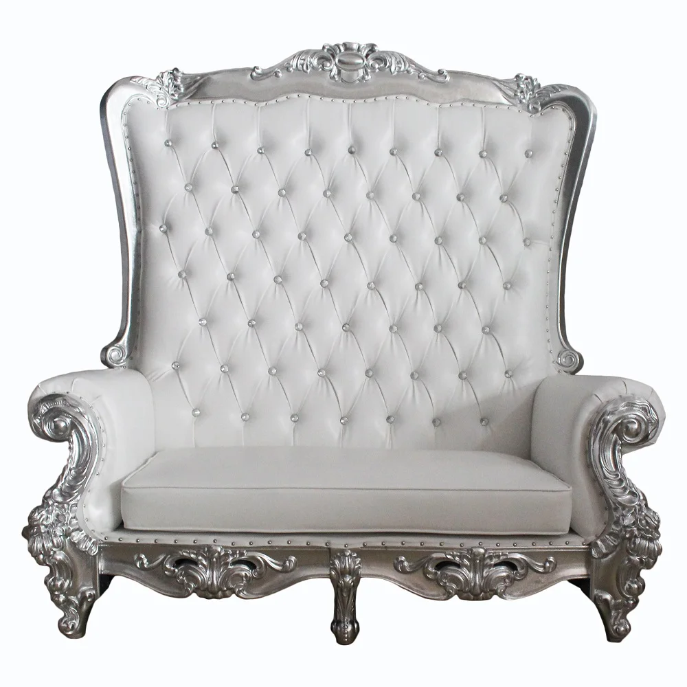 luxury high back classic royal PU leather crystal solid wood banquet party events king throne chair