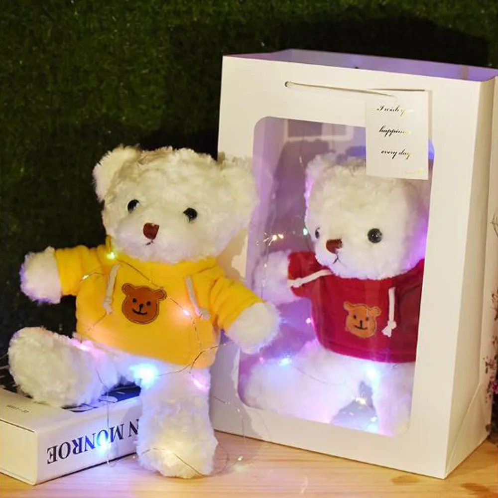 
30cm Baby Bear Plush Toy Stuffed Doll Toys LED Bag Package Lovely Birthday Gifts Children Girls Home Decorations Soft Toys 