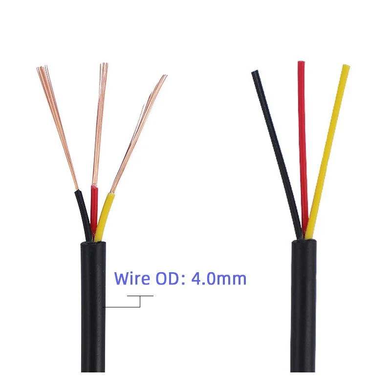 Multi AWM 2464 28AWG 3core Electric Cable for TRS AUX RCA Wire Stereo Wire OD 4.0mm Bare Copper PVC 7/0.12 Black