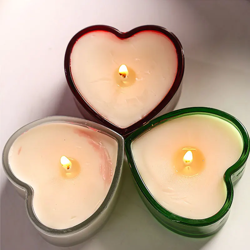 Multiple Color Heart Shaped Glass Tea Light Candle Cup Birthday Proposal Wedding Party Engagement Table Decor