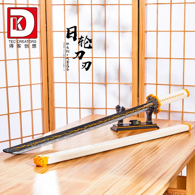 DK1506 Creative Ideas DIY Demon Slayer Zenitsu Japanese Katana Building Blocks Model Assembly Insert Small Particles toys