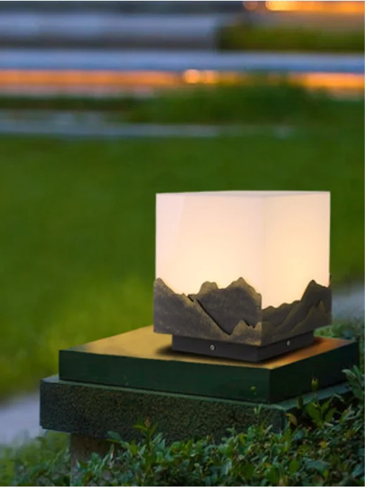 SHJG Chinese landscape solar LED courtyard lawn IP54 waterproof stainless steel acrylic decorative channel courtyard lamp