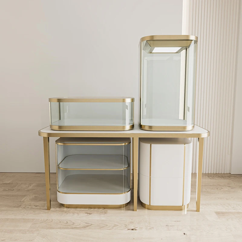 Factory wholesale jewellery stores furniture white custom logo watches glasses jewelry display cabinet cases for retail store