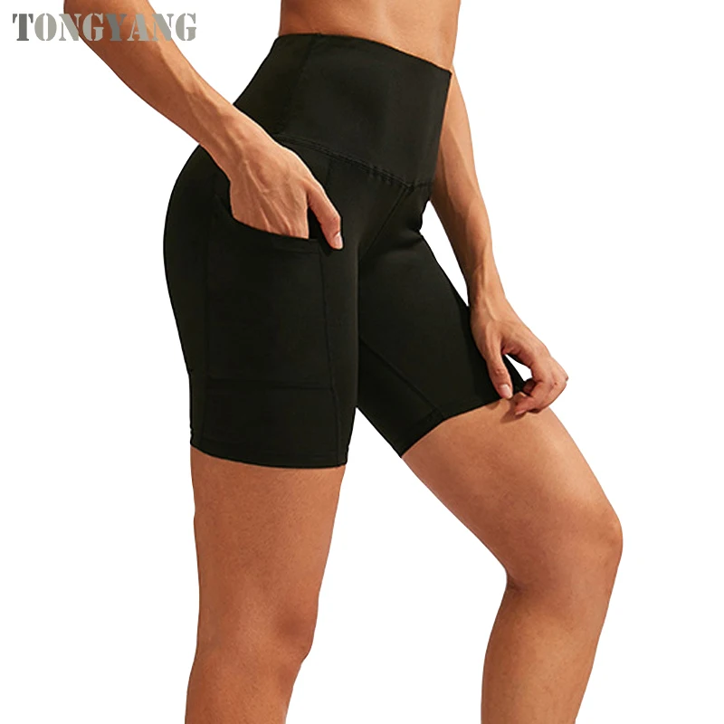 TONGYANG Running Shorts Women Sport Shorts Womens Compression Sports Short Woman Fitness High Waist Quick Dring With Pocket